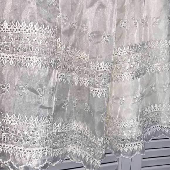 Vintage Sheer Chiffon Double Layered Christening Gown XL 2T - Picture 9 of 16